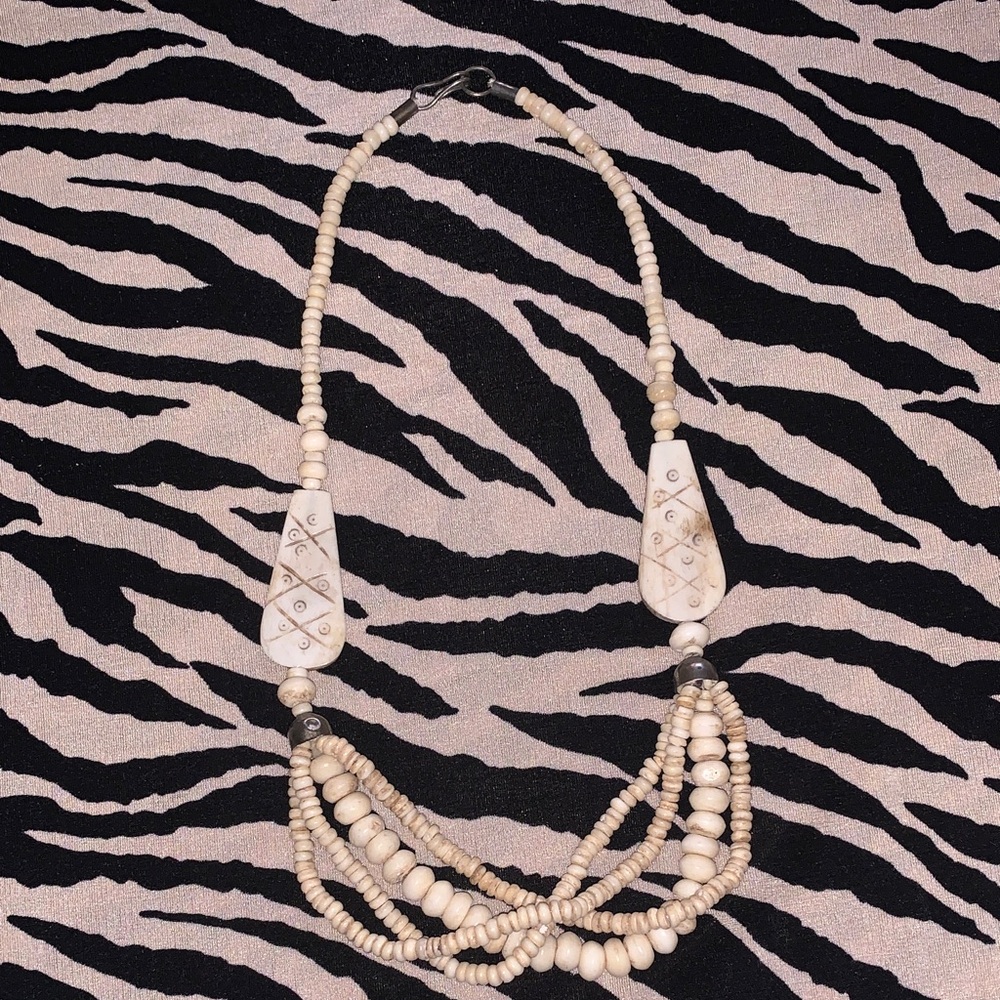Elegant Bone Multi-Strand Beaded Necklace
